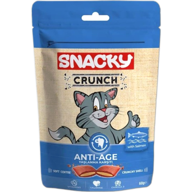 Snacky Crunch Dry Cat Treat Anti Age with Salmon 60gm image