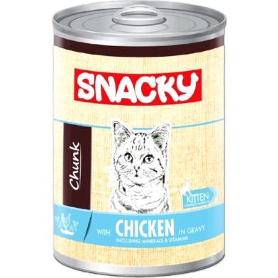 Snacky Kitten Cat Can Food Chicken In Gravy 400Gm | Cat Wet Food image