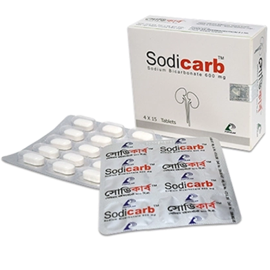 Sodicarb 600 mg 15's Strip Tablet image