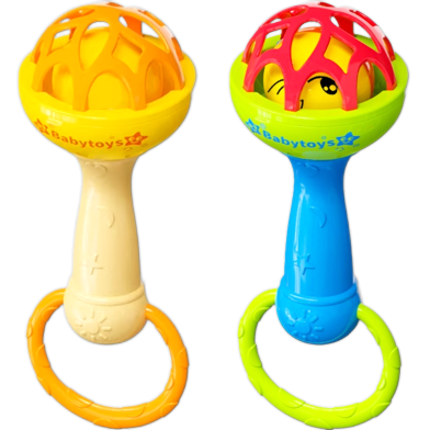Soft Glue Dumbbell Baby Hand Teether with Jhunjhuni CN - 1 pcs image