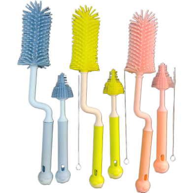 Soft Silicone Bottle Brush with Rotating Handle – Twin Pack for Easy Cleaning image