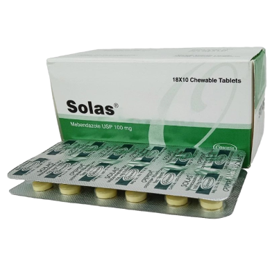 Solas 100 mg Chewable Tablet 6's Strip image