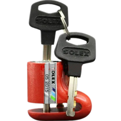 Solex Model 9025 Zinc Alloy Motorcycle Disc Brake Lock – Anti-Theft, Saw And Acid Resistant, Universal Fit For Mag And Spoke Wheels, Includes 3 Nickel Brass Keys (Red) image