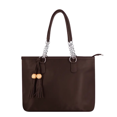 Solid Color Tote Handbag with Tassel image