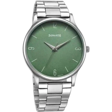 Sonata Aspire Quartz Analog Green Dial Stainless Steel Strap Watch For Men image