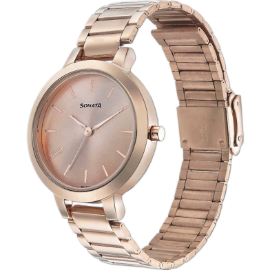 Sonata Play Rose Gold Dial Women Watch With Stainless Steel Strap image