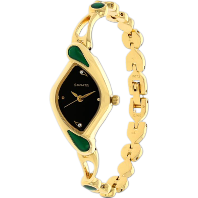 Sonata Quartz Analog Black Dial Metal Strap Watch For Women image