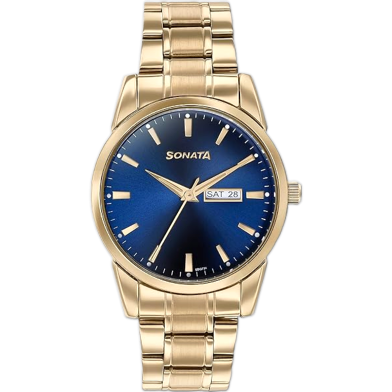 Sonata Quartz Analog With Day And Date Stainless Steel Strap Watch For Men image