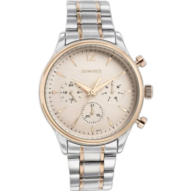 Sonata Quartz Multifunction Pink Dial Two Toned Stainless Steel Strap Watch For Men image