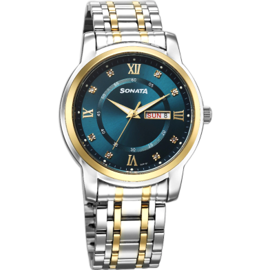 Sonata Round Dial Multicolour Strap Watch For Gents image