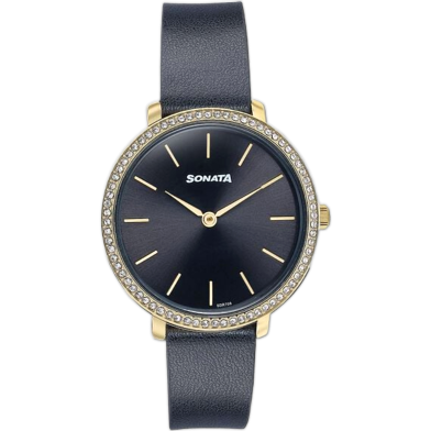 Sonata Wedding Edit Quartz Analog Black Dial Leather Strap Watch For Women image