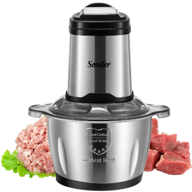 Sonifer SF-8115 Stainless Steel Bowl Mini 400w Food Chopper Powerful Electric Meat Grinder 1.8L image