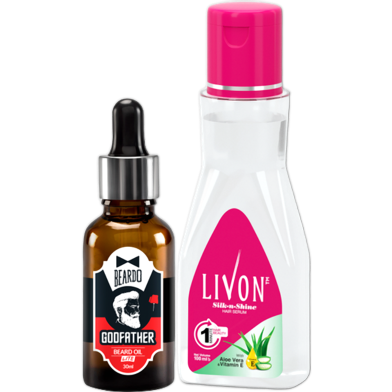 Special Gift Pack – Beardo GodFather Beard Oil 30ml and Livon Hair Serum 100ml image