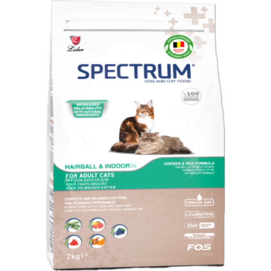 Spectrum Adult Dry Cat Food - Hairball and Indoor 34 | Chicken and Rice 2Kg image