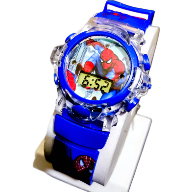 Spiderman Stylish Wrist Watch With Music and Light for kids- Blue for kids image