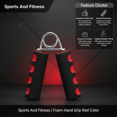 Sports And Fitness 1 pcs Foam Hand Grip Red Color Slide 2