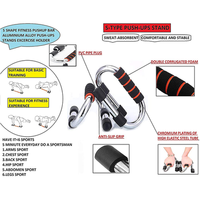 Sports And Fitness 2 pcs Push Up Bar Stand With Comfortable Foam Grip Slide 5