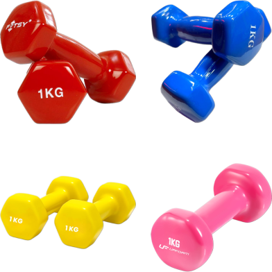 Sports And Fitness Premium Quality 1kg vinyl Dumbbell 2 pcs image
