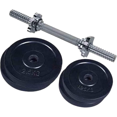 Sports House Dummbell Set With 4 Pcs Stick-7.5kg - Black And Silver image