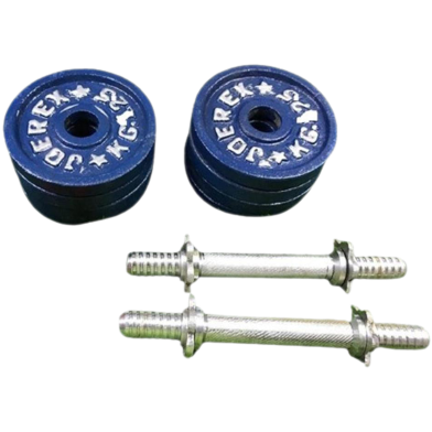 Sports House Eight Pcs Dumbbell Set Along Two 10 Inch Sticks - 10Kg - Blue And Silver Combo image