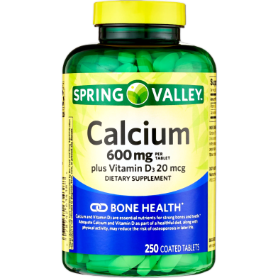 Spring Valley Calcium plus Vitamin D Coated 600mg 100 Tablets image