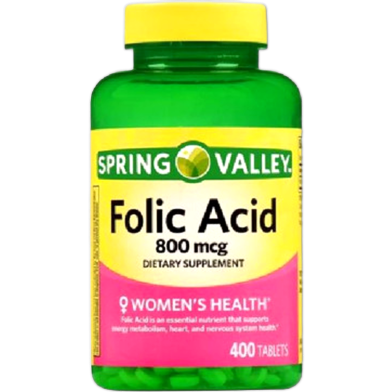 Spring Valley Folic Acid 800 mcg 400 Tablets image