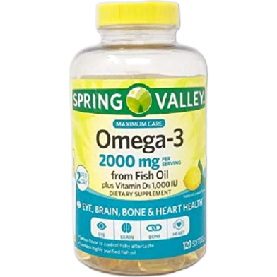 Spring Valley Omega-3 2000mg From Fish Oil Lemon Flavor 120 Softgels image