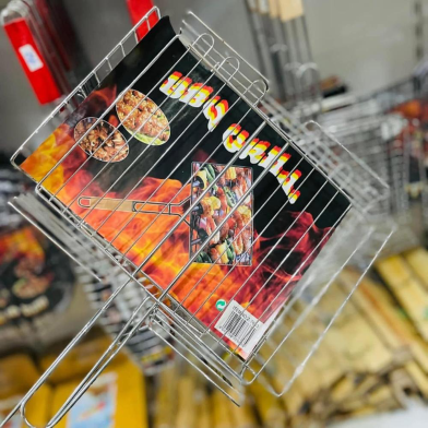 Stainless Steel BBQ Grill Basket - Portable Locking Grilling Rack for Fish, Vegetables and Meat image