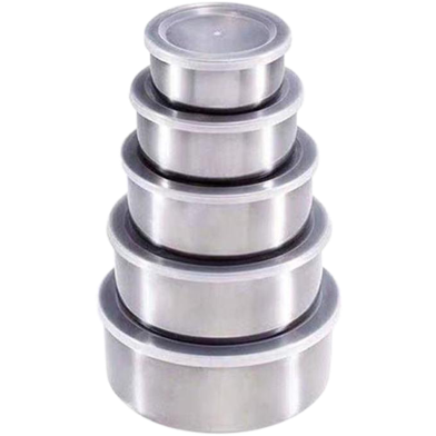 Stainless Steel Food Container Storage Box With Cover 5 in 1 Set image