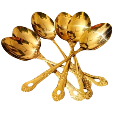 Stainless Steel Golden Curry Spoon 10 Inch 6 Pcs image