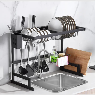 Stainless Steel Sink Drain Rack – Non-Slip Kitchen Organizer Shelf For Dish, Sponge And Soap image