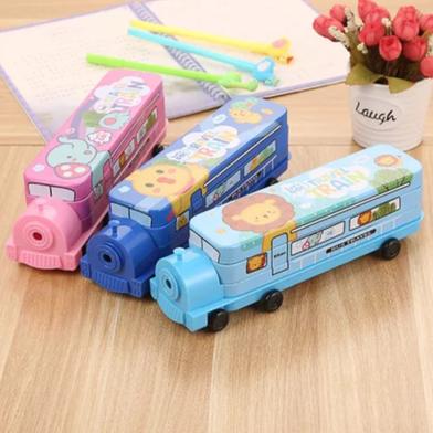 Stationery Box Students Children Multi-functional Metal Pencil Box Large Capacity Built-in Pencil Sharpener image