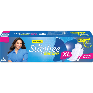 Stayfree Secure Cottony Comfort XL Thick Sanitary Napkins, with Wings 6 pads image
