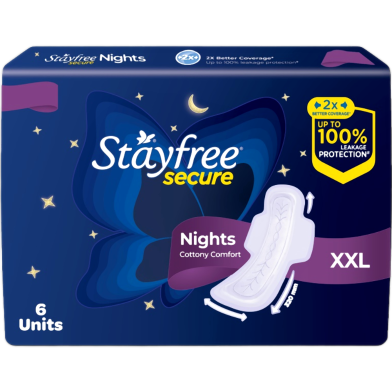 Stayfree Secure Cottony Comfort XL Thick Sanitary Napkins, with Wings 6 pads image