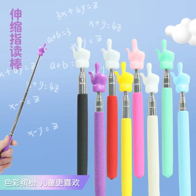Steel Teaching Pointer Telescopic Rod Finger Design 2Psc Set image