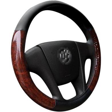 Steering Wheel Cover - Wood Grain And Black image