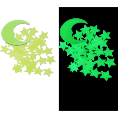 Stickonn Plastic Fluorescent Glow In The Wall Sticker (3.8x3.8 cm) Green image