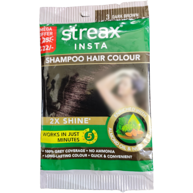 Streax Insta Shampoo Hair Color Dark Brown image
