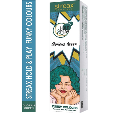 Streax Professional Hold and Play Funky Hair Colour Glorious Green (100gm) image