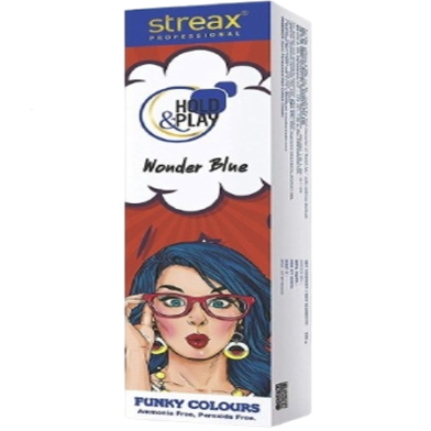 Streax Professional Hold and Play Funky Hair Colour Wonder Blue (100gm) image