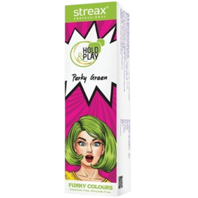 Streax Professional Hold and Play Funky Hair Colour Perky Green (100gm) image