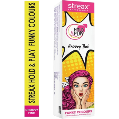 Streax Professional Hold and Play Funky Hair Colour Groovy Pink | 100gm image