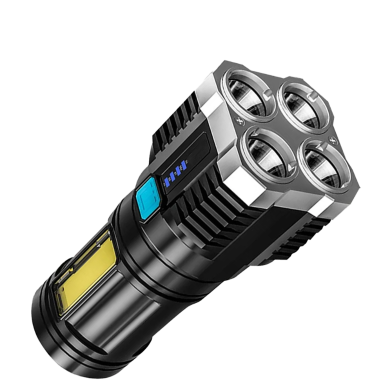 Strong Light Flashlight Camping Torch Rechargeable Multifunctional Portable Hand Lantern with 4 Lamp Beads and COB Side Light image