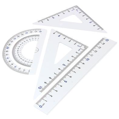 Students Drawing Set Square Triangle Ruler Aluminum Alloy Protractor 4 Pcs image