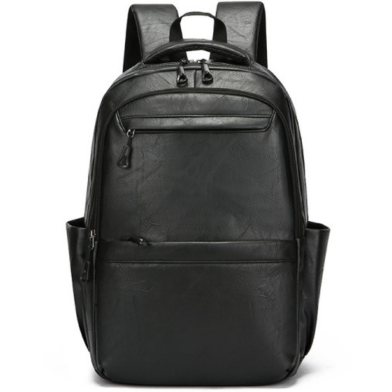 Style PU Leather Fashion Mens Backpack Black image