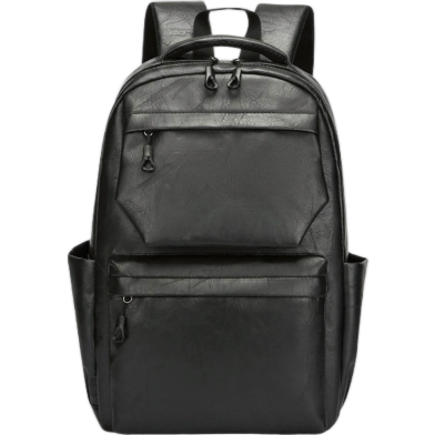 Style PU Leather Fashion Mens Backpack Black image