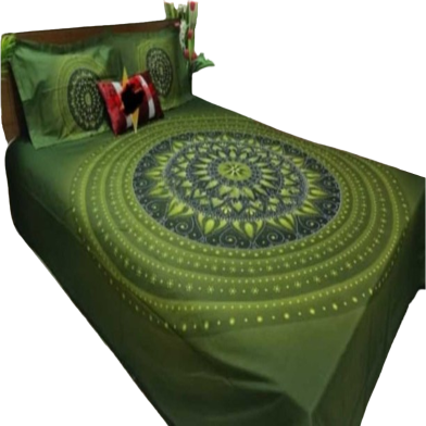 Stylish New Design Bed Sheets for Home Decor - Olive (7.5 feet × 8 feet) image