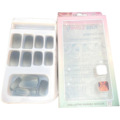 Sugar Glitter Nails Oval Nails Square Shape 12 Pcs image