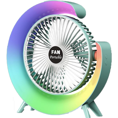 Summer Camping LED Light Air Cooling Colourful Led Fans Usb Battery Power Stand Portable Electric Mini Desktop Fan Big size image