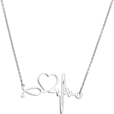 Super Design ECG Heart beat Long Chain Pendant Necklaces image